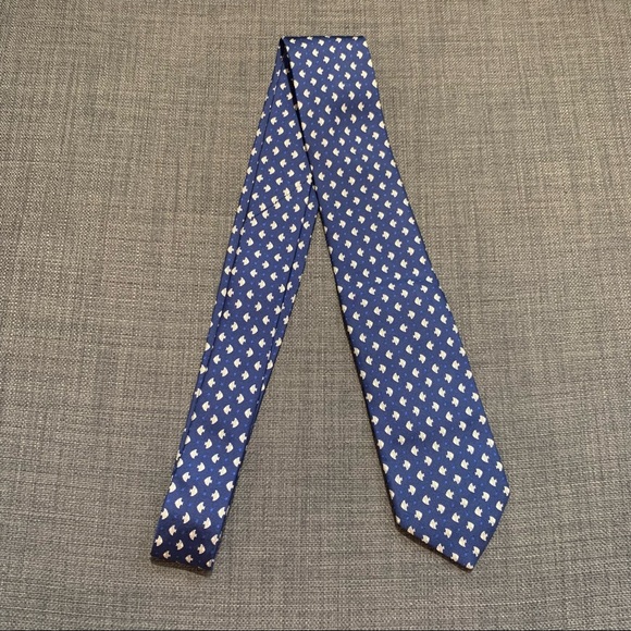 Salvatore Ferragamo Fish Print Silk Tie (Blue) - Picture 9 of 11
